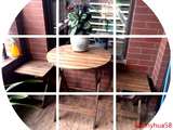 桌茶几简易休闲快餐桌子椅子实木双人餐桌椅组合折叠咖啡厅户外茶
