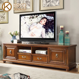 凯汀堡美式家具全实木电视柜组合中式储物柜地柜矮柜古典白蜡木