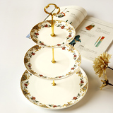 欧式点心盘三层水果盘子架蛋糕架盘骨瓷下午茶茶具陶瓷碟创意结婚