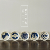 【虚靡时光】日式和风餐具景德镇陶瓷手绘青花瓷圆形西餐牛排盘子