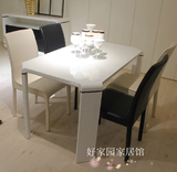简约现代白色钢琴烤漆大小户型长方形餐厅个性时尚餐桌餐台组装