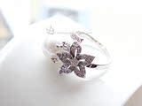 韩国进口 唯美立体大珍珠镂空花朵可调节开口戒指指环 JZ140802