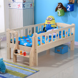 儿童家具小孩松木床 可定制儿童床 男孩女孩实木床1米小床带护栏