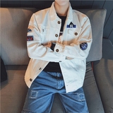 自留款~秋装韩版棒球服男士印花外套日系复古修身夹克青年茄克衫