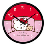 可爱Hello Kitty小猫卡通静音挂钟表女孩儿童房卧室创意石英时钟