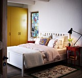 宜家家居正品 IKEA 汉尼斯床架, 白色漆 实木床架
