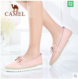 Camel/骆驼女鞋 正品 牛皮系带运动型舒适低跟渔夫单鞋A61027603