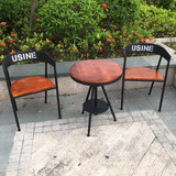 铁艺实木阳台三件套组合小圆桌椅套件咖啡厅酒吧桌休闲桌茶几户外