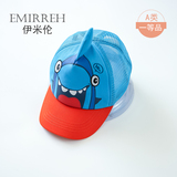 E.mirreh/伊米伦男童夏季新款网眼帽儿童可爱鲨鱼印花棒球帽凉帽