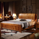 现代中式水曲柳全实木1.8米1.5米双人大床婚床
