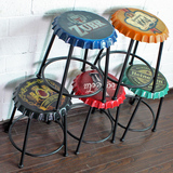 美式乡村复古风格铁艺啤酒盖造型吧凳酒吧椅装饰摆件大小颜色可选