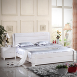 白色榆木床特价厚实白色实木床1.8米1.5米简约现代双人床储物大床