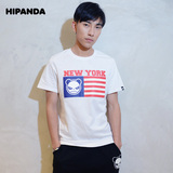 HIPANDA 你好熊猫 设计潮牌 你好熊猫 男熊猫星条旗短袖T恤美