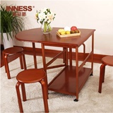 英尼斯 折叠餐桌 木质多功能餐桌小户型餐桌椅组合伸缩圆形饭桌