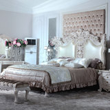 欧式真皮床 宫廷2米实木双人床美式古典婚床公主床卧室家具大床
