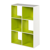 好事达外贸正品时尚创意绿白色六格储物柜客厅卧室装饰收纳书柜子
