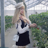 秋季女装韩版时尚休闲套装甜美气质长袖衬衫上衣+V领背带裤两件套