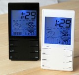 包邮室内 家用电子温湿度计 带时间LED大屏 背光天气显示闹钟