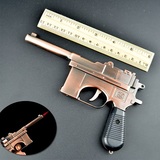创意个性全金属驳壳枪手枪打火机大号防风红火焰模型充气玩具包邮