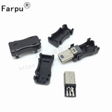 Farpu丨可焊接MINI 5P插头焊线式 迷你USB插头公头带塑胶壳 10套