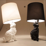 北欧美式复古卧室床头创意儿童房学习装饰卡通兔子树脂台灯