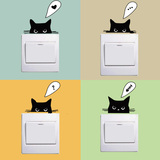 新款三代卡通动漫墙贴纸 卡通可爱黑色小猫创意开关贴 开关装饰贴