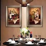 欧式餐厅装饰画客厅双联墙上画饭厅酒瓶挂画美式水果餐桌简欧壁画
