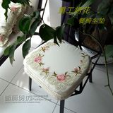 超美外贸出口田园布艺欧式刺绣坐垫 凳垫椅垫(含芯）《桃红玫瑰》