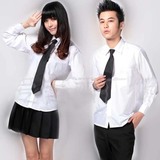 英伦风纯棉日韩男女生学生装制服班服白色衬衫短袖长袖领带蝴蝶结