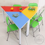 小学生辅导桌 彩色美术组合课桌校园教学梯形课桌椅 六边形桌 中