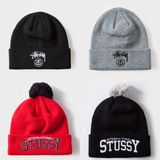 Stussy冷帽 Stock Pom Beanie 刺绣logo 针织毛线帽子