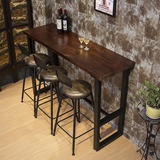 美式铁艺靠墙吧桌实木长桌吧台桌椅星巴克高脚桌简约复古家用窄桌
