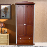 实木衣橱木质储物柜韩式双门双抽松木衣柜组合简易两门衣橱衣柜