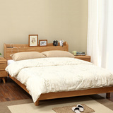 日式床全实木床橡木床1.8m1.5米韩式双人床现代简约北欧大床 包邮