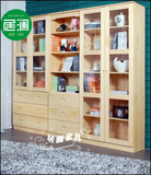 松木书柜实木书柜组合书柜2门3门原木玻璃门置物架储物柜收纳柜