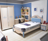 儿童家具男孩女孩实木卧室家具组合套房1.35米床移门衣柜1.4书桌