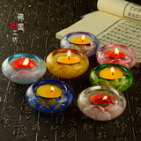 佛教圣物家居饰品 1.5寸/个圆满琉璃荷花烛台简约供灯油灯佛灯