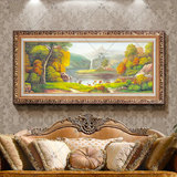 欧式客厅玄关喷绘油画沙发背景装饰画居家聚宝盆风水画山水壁挂画