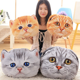 卡通猫咪抱枕沙发靠垫枕毛绒玩具创意仿真3D猫头布娃娃可拆洗坐垫