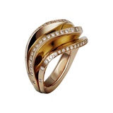正品Cartier卡地亚女款18K玫瑰金三重波浪装饰镶钻戒指N4232400