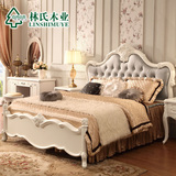 林氏木业法式欧式床双人床1.8米雕花床头柜卧室成套家具KA627C
