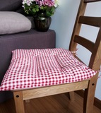 红格子棉麻椅垫坐垫柔软餐椅垫 办公室坐垫 可定做