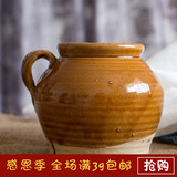 云南单耳土陶罐中号装饰花瓶花器收纳瓶 上釉粗陶小花瓶茶叶罐