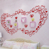 创意心形木质可移除立体墙贴 墙纸 3D立体爱心型壁贴 婚房装饰贴