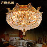 铜灯水晶吸顶灯欧式客厅卧室吸顶灯全铜灯创意led圆形美式吸顶灯