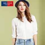 BRIOSO2016新款秋装雪纺棉白衬衫 女装打底衫衬衣时尚上衣新品潮