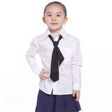 女童白衬衫长袖纯白色男孩衬衣儿童装表演出服纯棉中大童学生校服