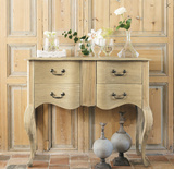 美式复古做旧 欧式仿古全实木经典橡木色四抽斗柜 玄关柜 门厅柜
