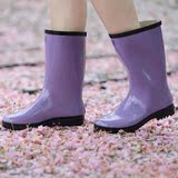 新款韩版糖果防滑橡胶半筒水鞋飞鹤女式中筒雨鞋 时尚雨靴 秋冬