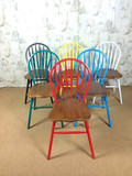 现货美式乡村铁艺实木餐椅剑背椅孔雀椅餐厅椅咖啡椅创意休闲椅子
